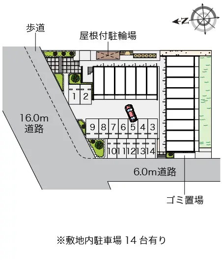 ★手数料０円★越谷市東越谷３丁目 月極駐車場